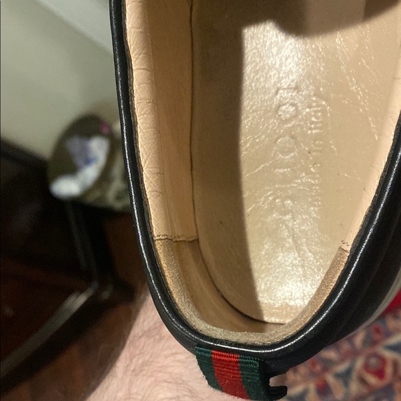 Gucci Cream and Black Monogram Slip-On Loafers